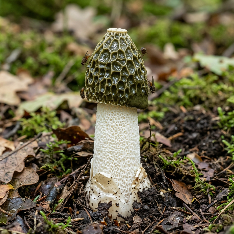 Gemeine Stinkmorchel (Phallus impudicus), KI-Illustration