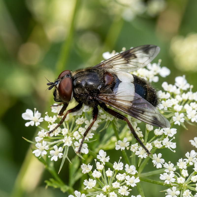 Gemeine Waldschwebfliege (Volucella pellucens), KI-Illustration