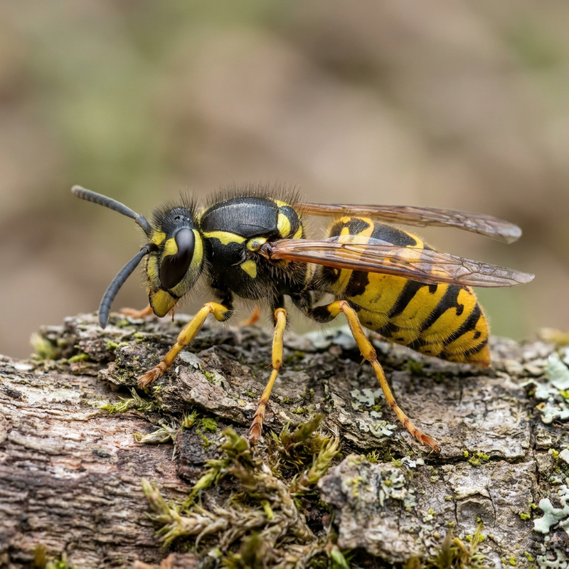 Gemeine Wespe (Gattung Vespula) (Vespula), KI-Illustration