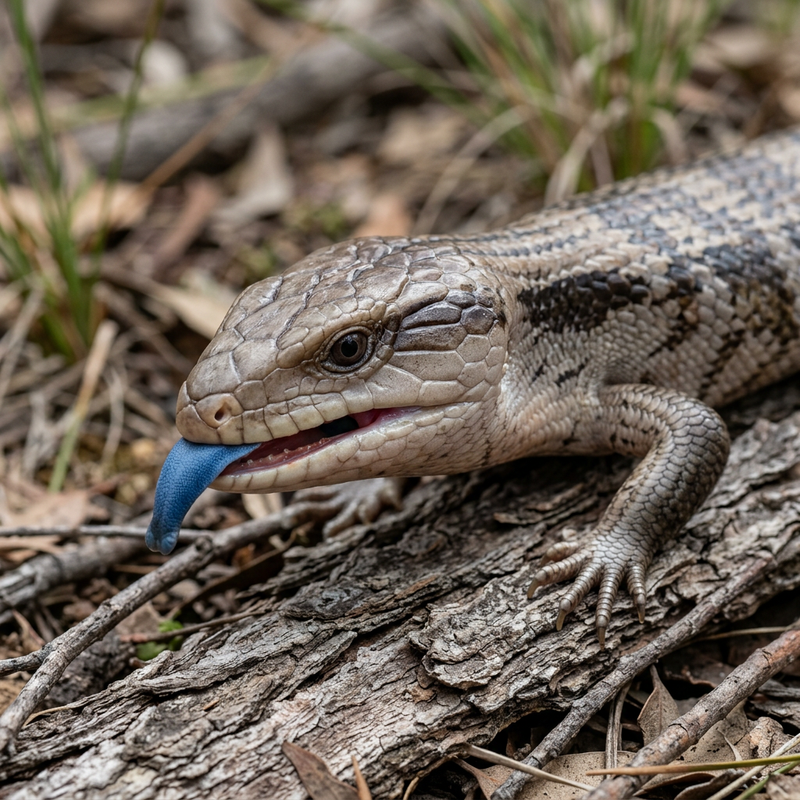 Gemeiner Blauzungenskink (Tiliqua scincoides), KI-Illustration