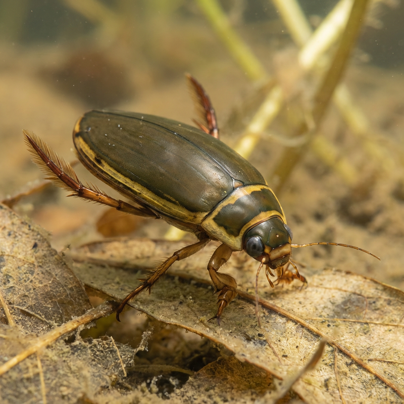 Gemeiner Gelbrandkäfer (Dytiscus marginalis), KI-Illustration