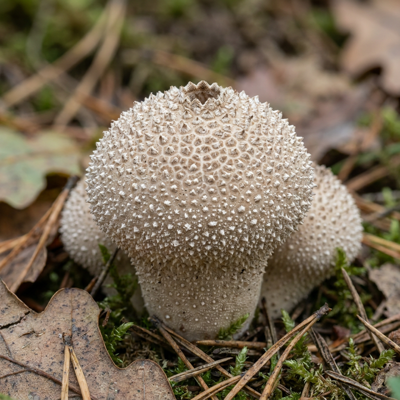 Gemeiner Stäubling (Lycoperdon perlatum), KI-Illustration