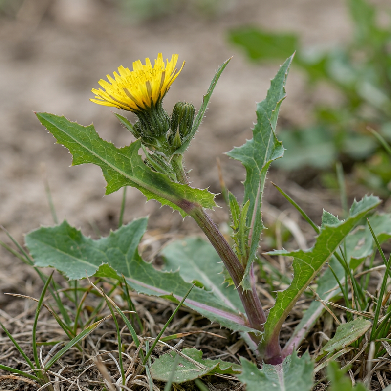 Gemüse-Gänsedistel (Sonchus oleraceus), KI-Illustration