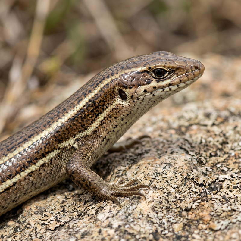 Gestreifter Skink (Trachylepis striata), KI-Illustration