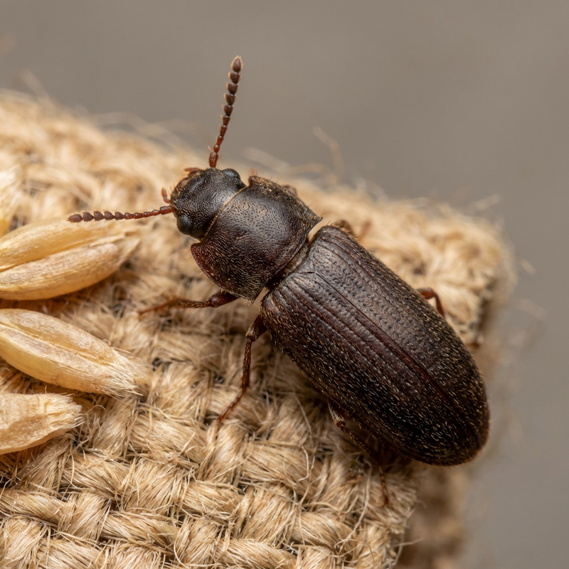 Getreidekäfer Schwarz (Tenebroides mauritanicus), KI-Illustration