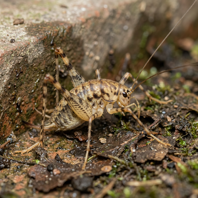 Gewächshaus-Gewölbeschrecke (Tachycines asynamorus), KI-Illustration