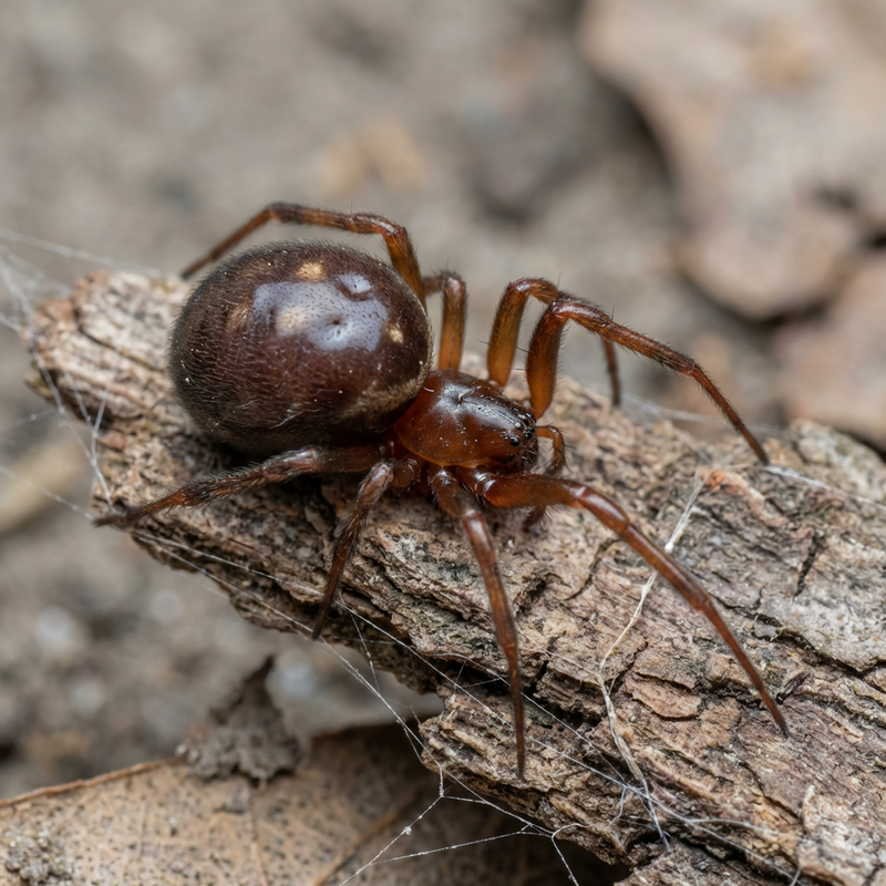 Gewöhnliche Fettspinne (Steatoda bipunctata), KI-Illustration