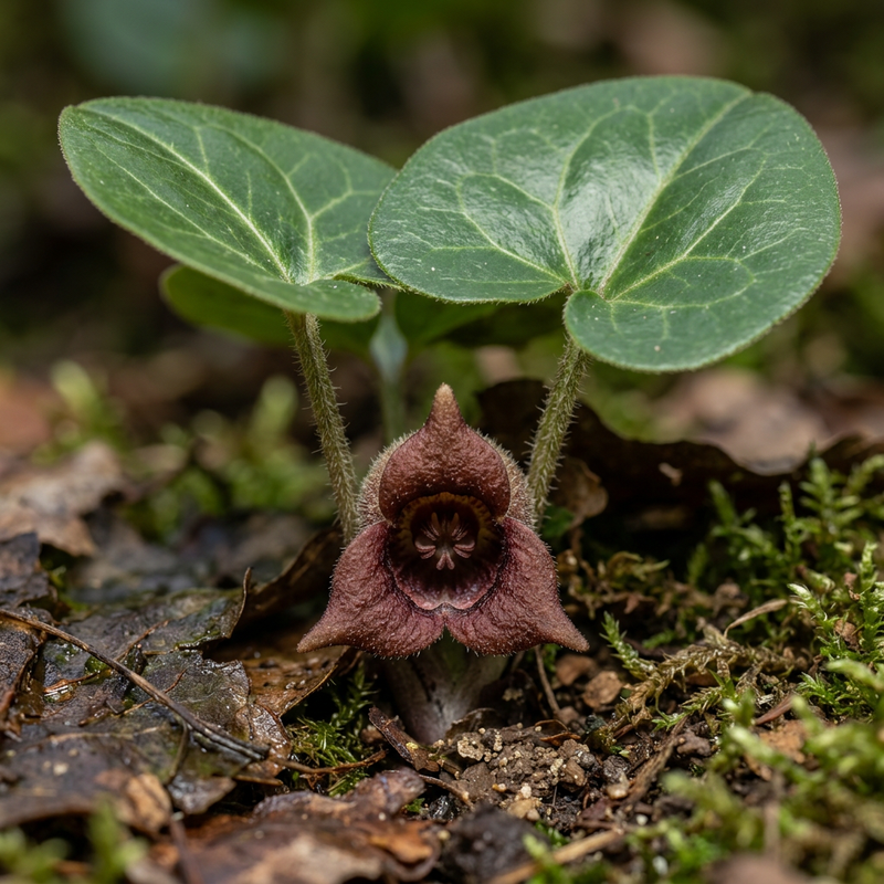 Gewöhnliche Haselwurz (Asarum europaeum), KI-Illustration