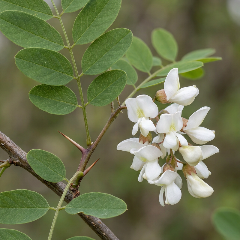 Gewöhnliche Robinie (Robinia pseudoacacia), KI-Illustration