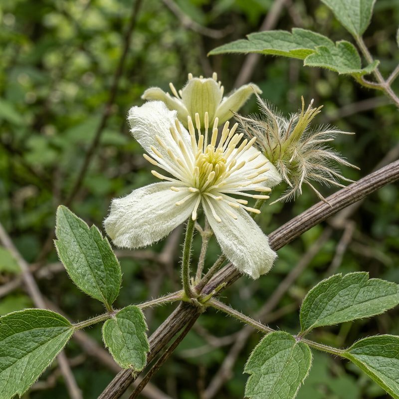 Gewöhnliche Waldrebe (Clematis vitalba), KI-Illustration