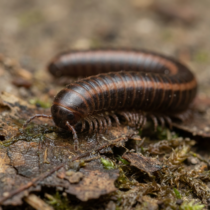 Gewöhnlicher Felddoppelfüßer (Ommatoiulus sabulosus), KI-Illustration