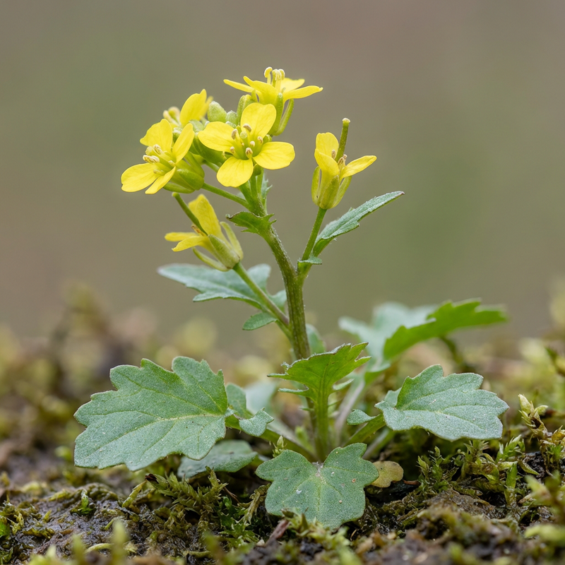 Gewöhnliches Barbarakraut (Barbarea vulgaris), KI-Illustration