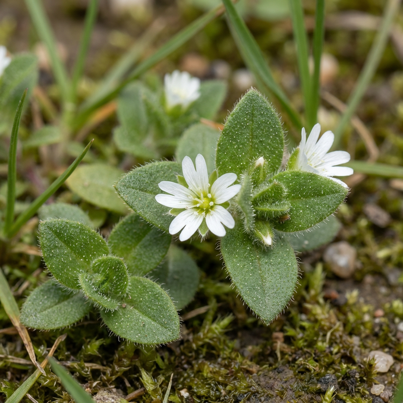 Gewöhnliches Hornkraut (Cerastium fontanum), KI-Illustration
