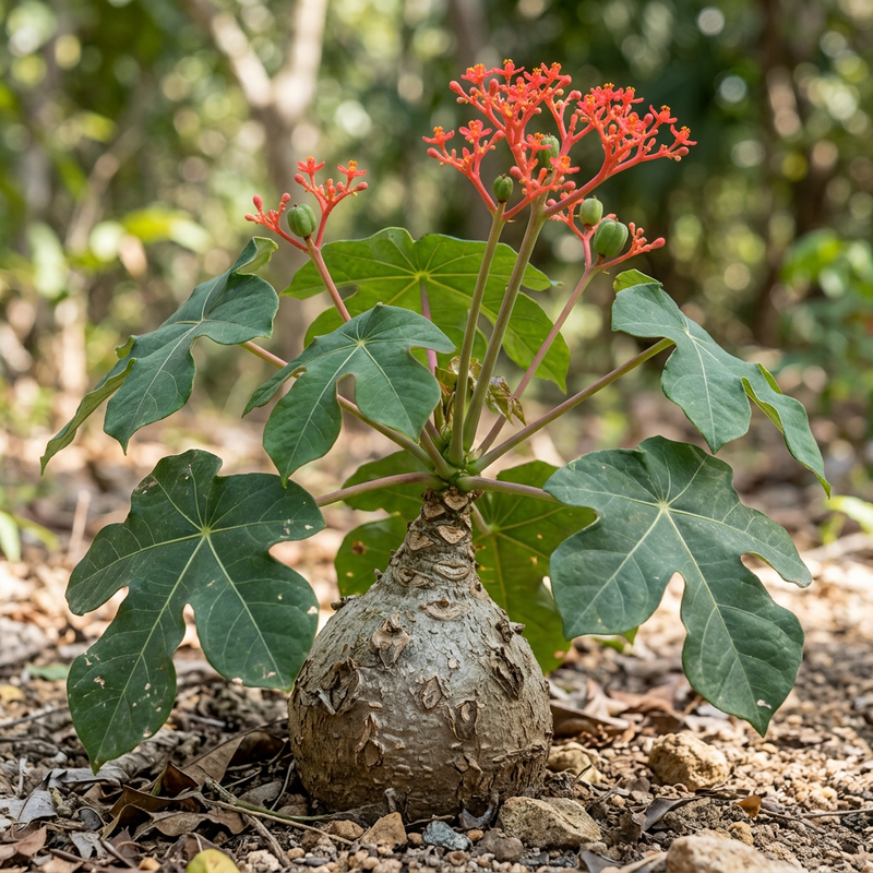 Gichtbaum (Jatropha podagrica), KI-Illustration