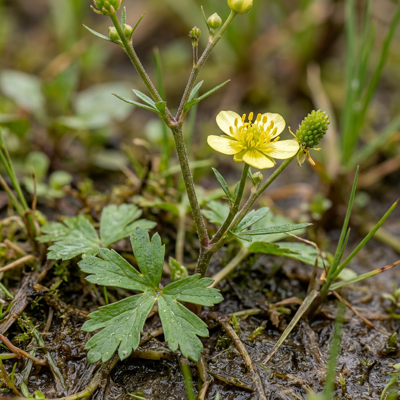 Gift-Hahnenfuß (Ranunculus sceleratus), KI-Illustration