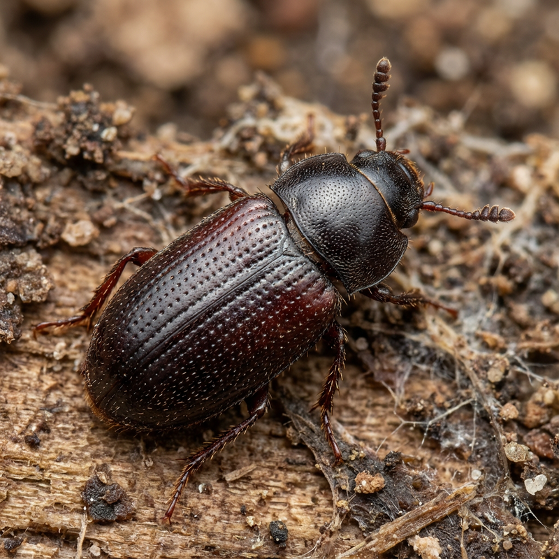 Glänzender Getreideschimmelkäfer (Alphitobius diaperinus), KI-Illustration