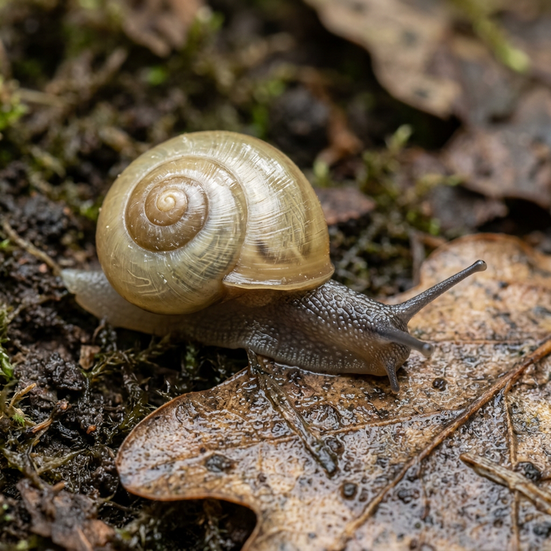 Glanzschnecke (Oxychilus), KI-Illustration