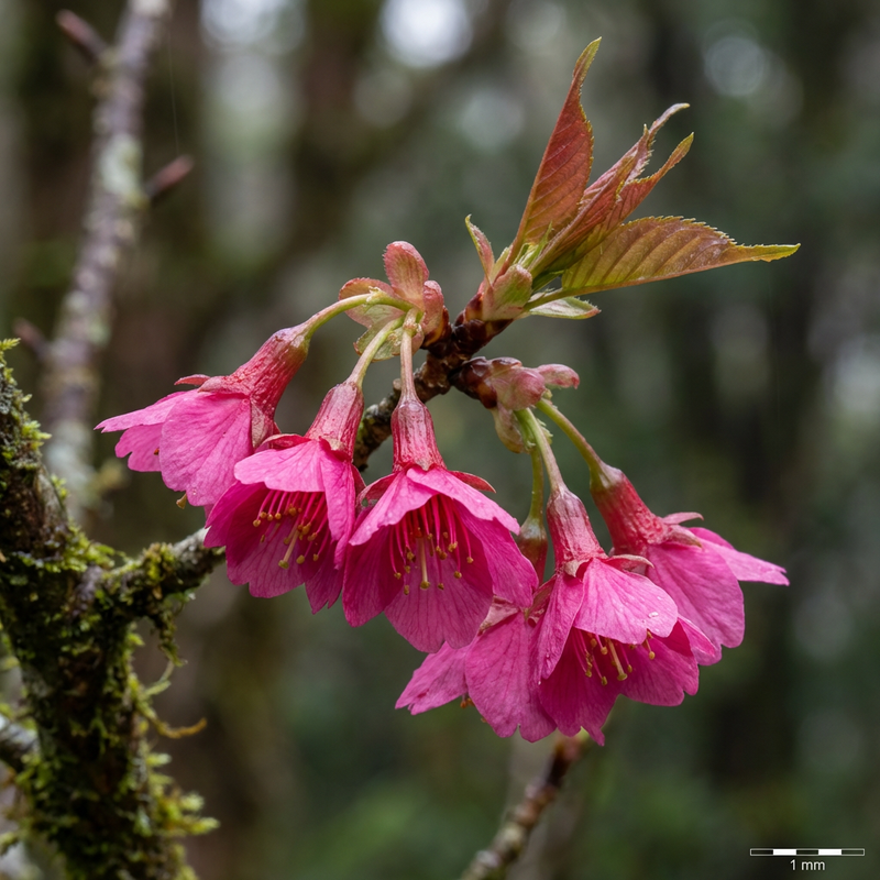 Glockenkirsche (Prunus campanulata), KI-Illustration