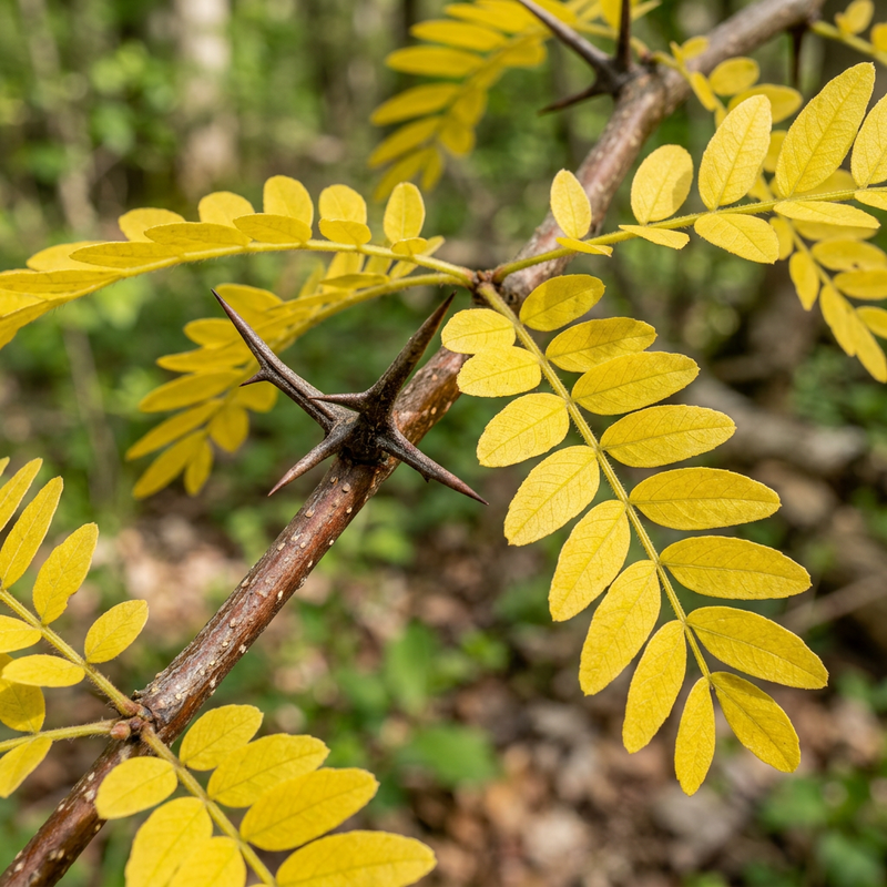 Gold-Gleditschie (Gleditsia triacanthos 'Sunburst'), KI-Illustration