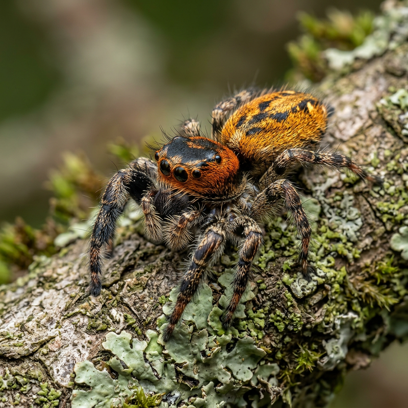 Goldene Springspinne (Philaeus chrysops), KI-Illustration