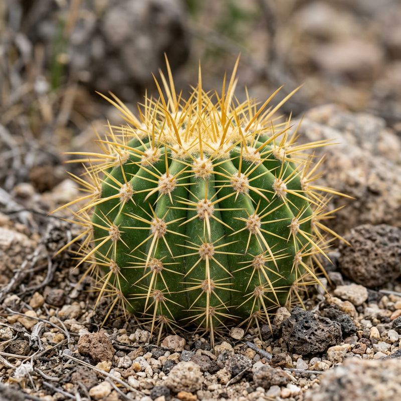 Goldkugelkaktus (Jungform) (Echinocactus grusonii), KI-Illustration