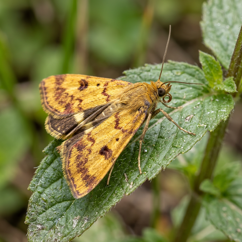 Goldzünsler (Pyrausta aurata), KI-Illustration