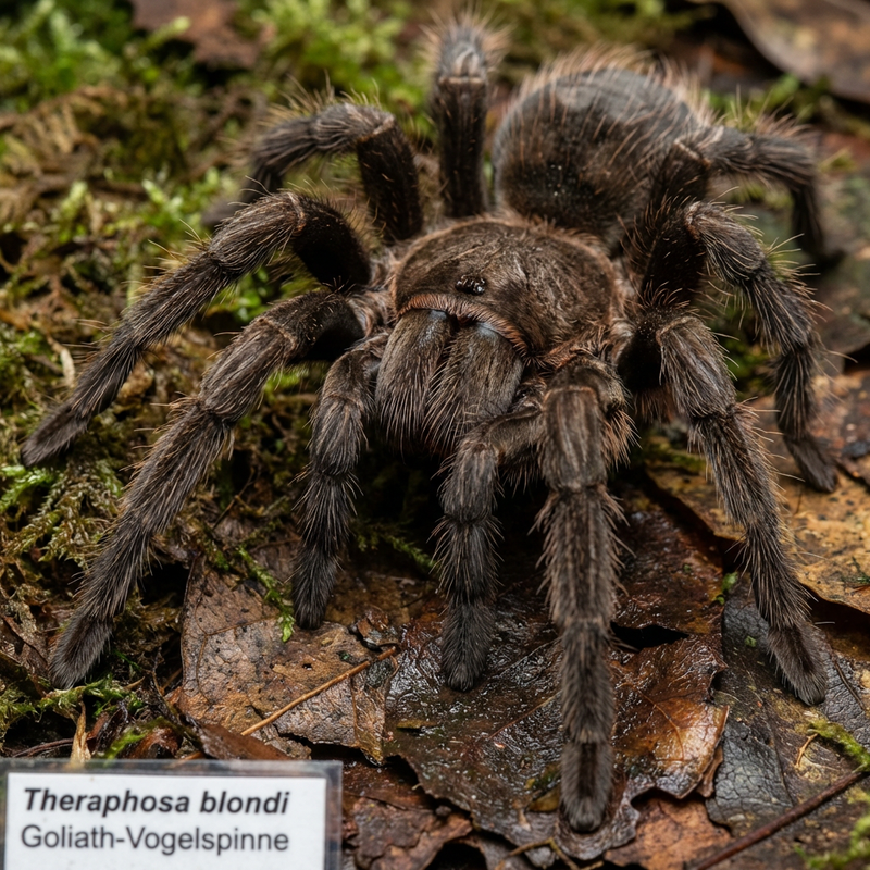 Goliath-Vogelspinne (Theraphosa blondi), KI-Illustration