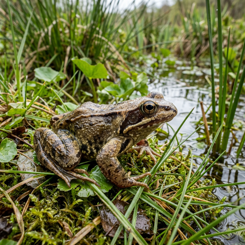 Grasfrosch (Rana temporaria), KI-Illustration