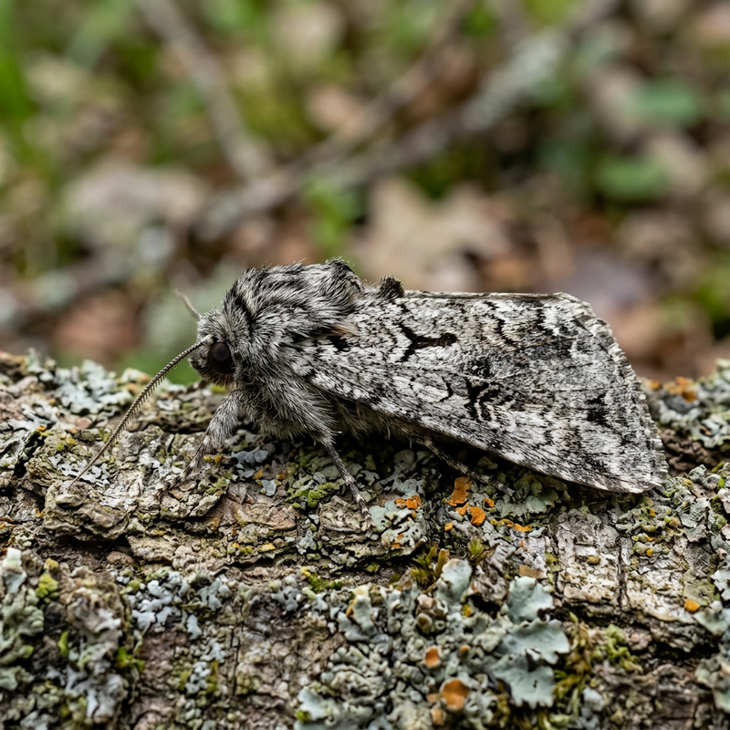 Graue Dolchmotte (Acronicta psi), KI-Illustration