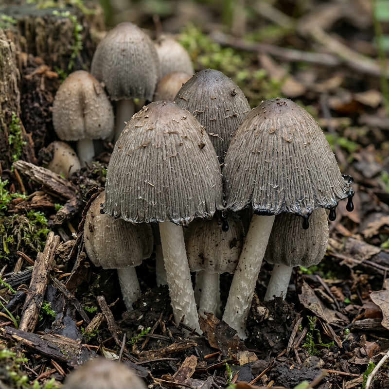 Grauer Falten-Tintling (Coprinopsis atramentaria), KI-Illustration