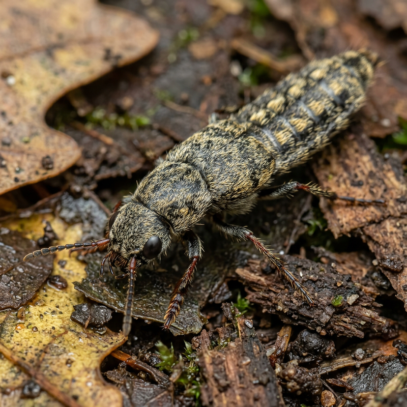 Grauer Kurzflügelkäfer (Ontholestes murinus), KI-Illustration