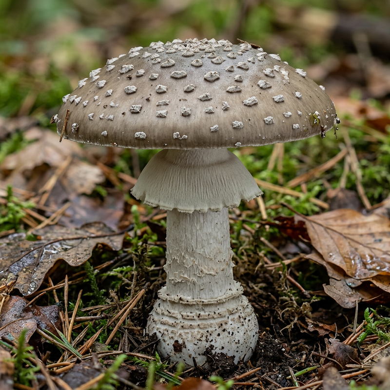 Grauer Wulstling (Amanita excelsa), KI-Illustration