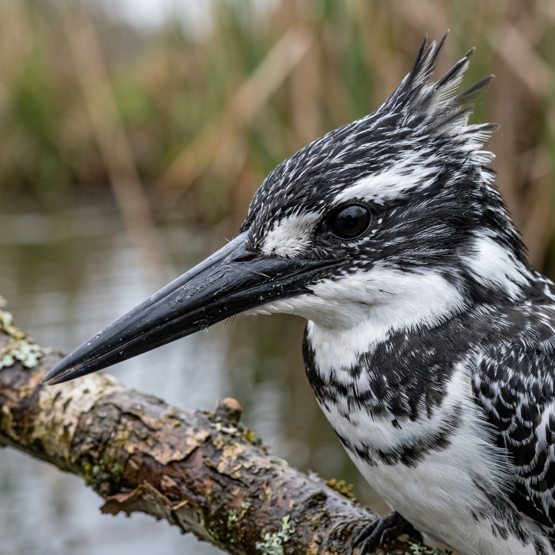 Graufischer (Ceryle rudis), KI-Illustration