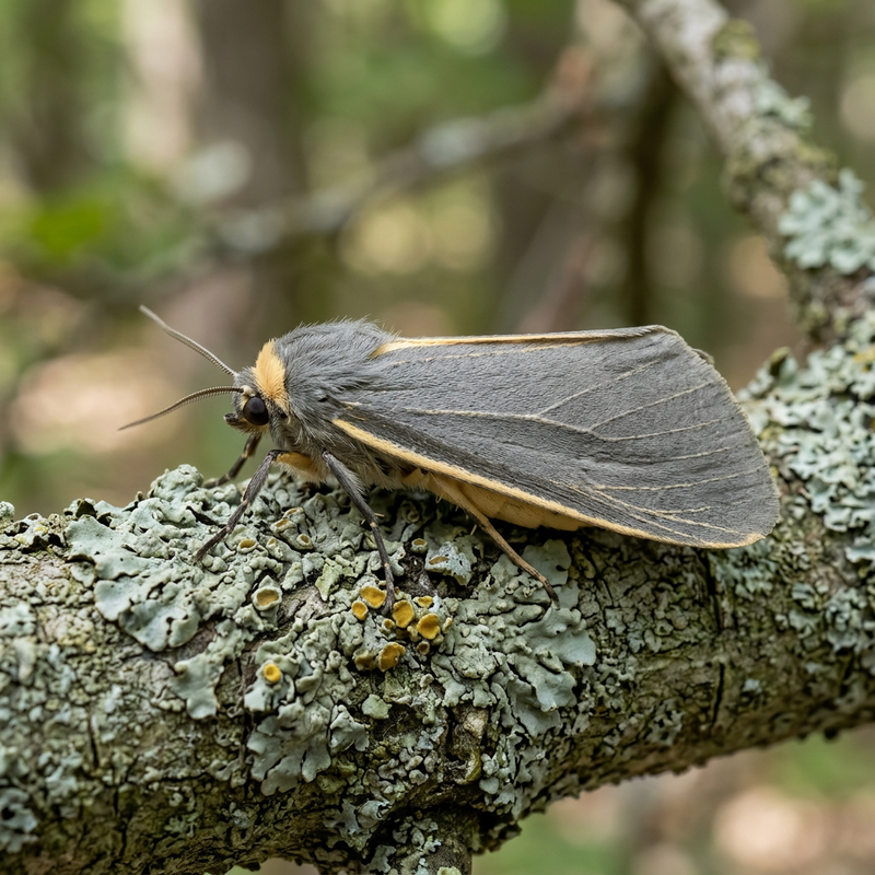 Grauleib-Flechtenbärchen (Eilema lurideola), KI-Illustration
