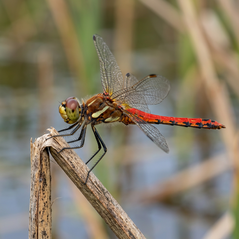 Große Heidelibelle (Sympetrum striolatum), KI-Illustration