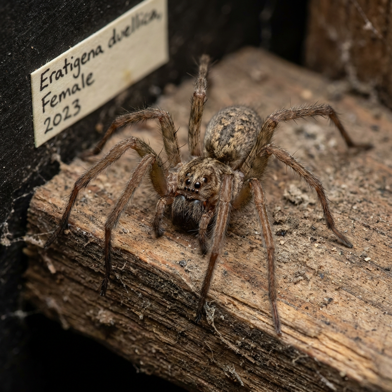Große Winkelspinne (Eratigena duellica), KI-Illustration