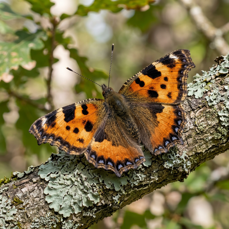 Großer Fuchs (Nymphalis polychloros), KI-Illustration