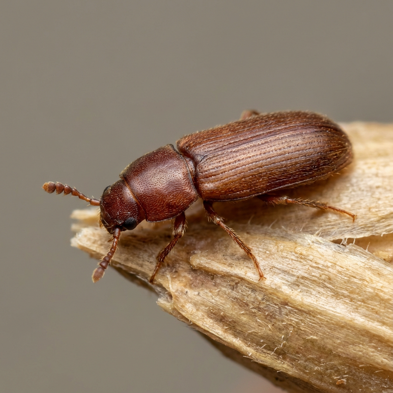 Großer Reismehlkäfer (Tribolium destructor), KI-Illustration