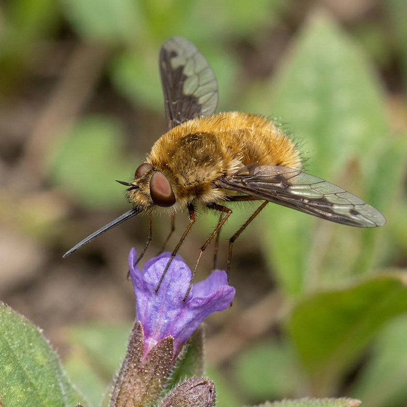 Großer Wollschweber (Bombylius major), KI-Illustration