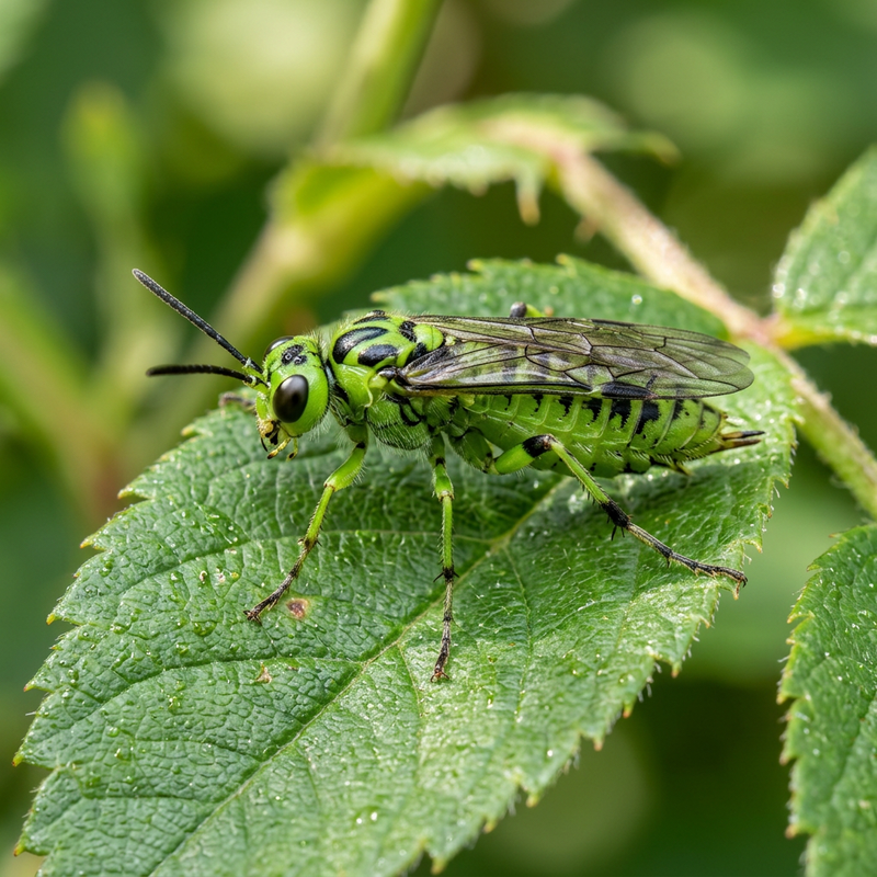 Grüne Blattwespe (Rhogogaster), KI-Illustration
