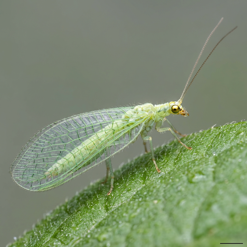 Grüne Florfliege (Chrysoperla externa), KI-Illustration