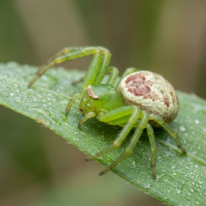 Grüne Krabbenspinne (Diaea dorsata), KI-Illustration