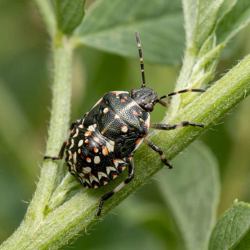 Grüner Reiswanzen-Nymphe (Nezara viridula), KI-Illustration
