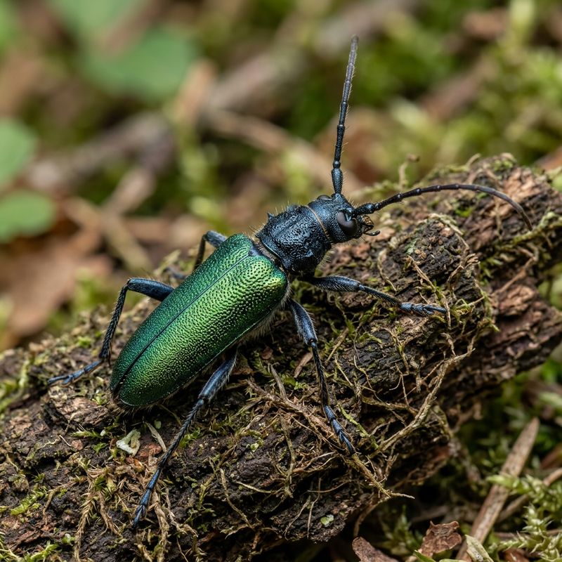 Grüner Schmalbock (Gaurotes virginea), KI-Illustration