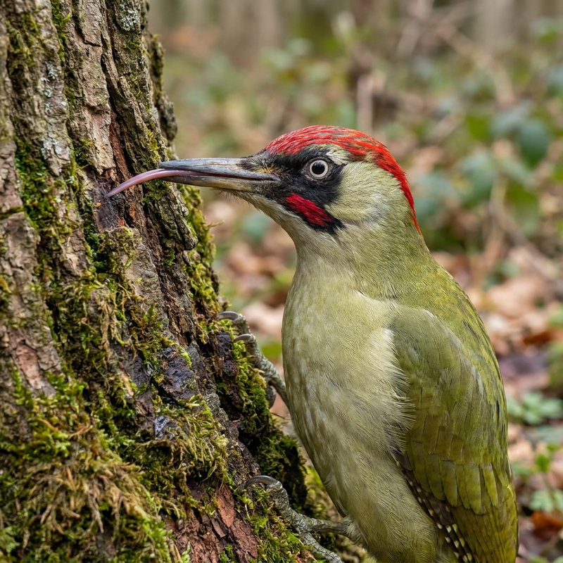 Grünspecht (Picus viridis), KI-Illustration