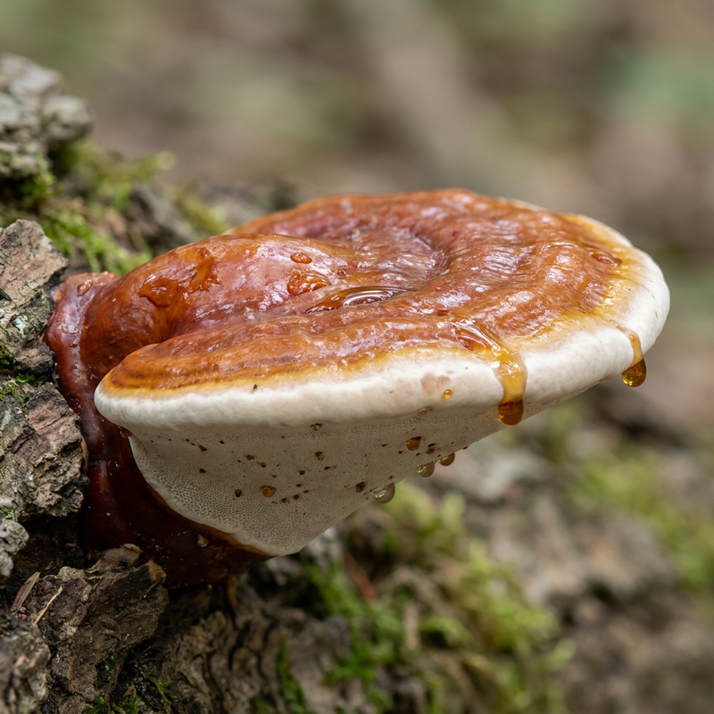 Harziger Lackporling (Ganoderma resinaceum), KI-Illustration