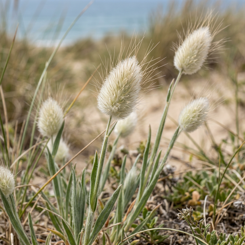 Hasenschwanz-Gras (Lagurus ovatus), KI-Illustration