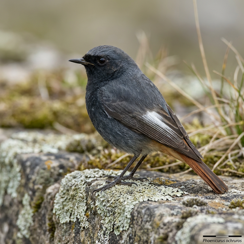 Hausrotschwanz (Phoenicurus ochruros), KI-Illustration
