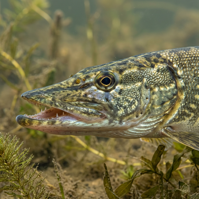Hecht (Esox lucius), KI-Illustration