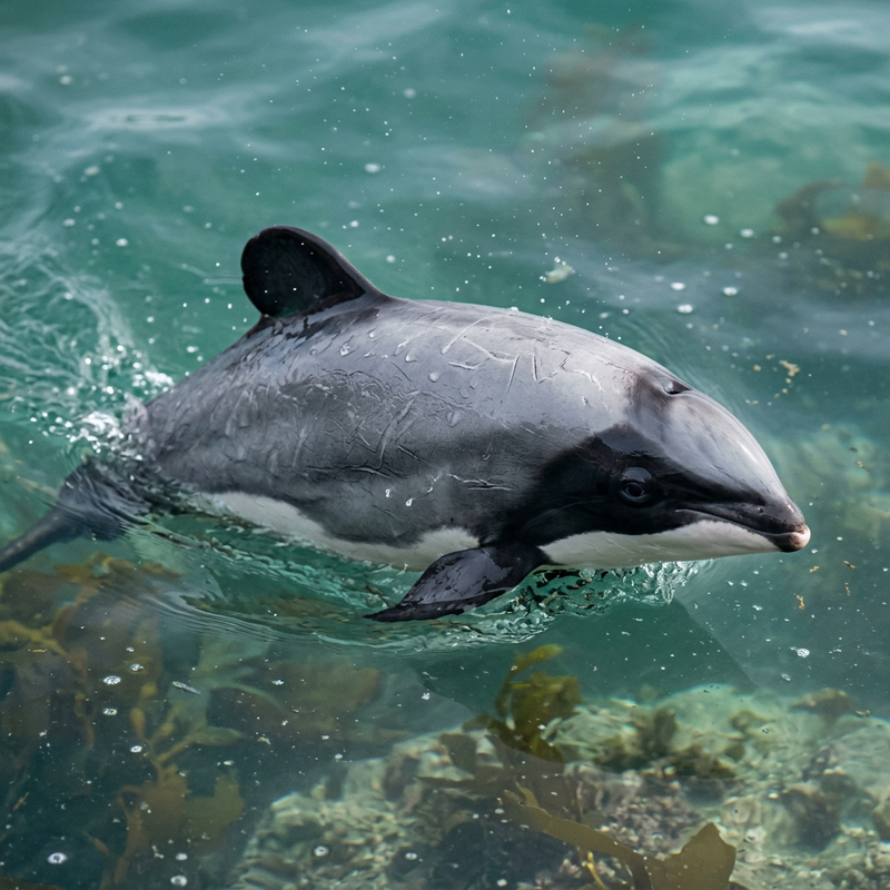 Hector-Delfin (Cephalorhynchus hectori), KI-Illustration